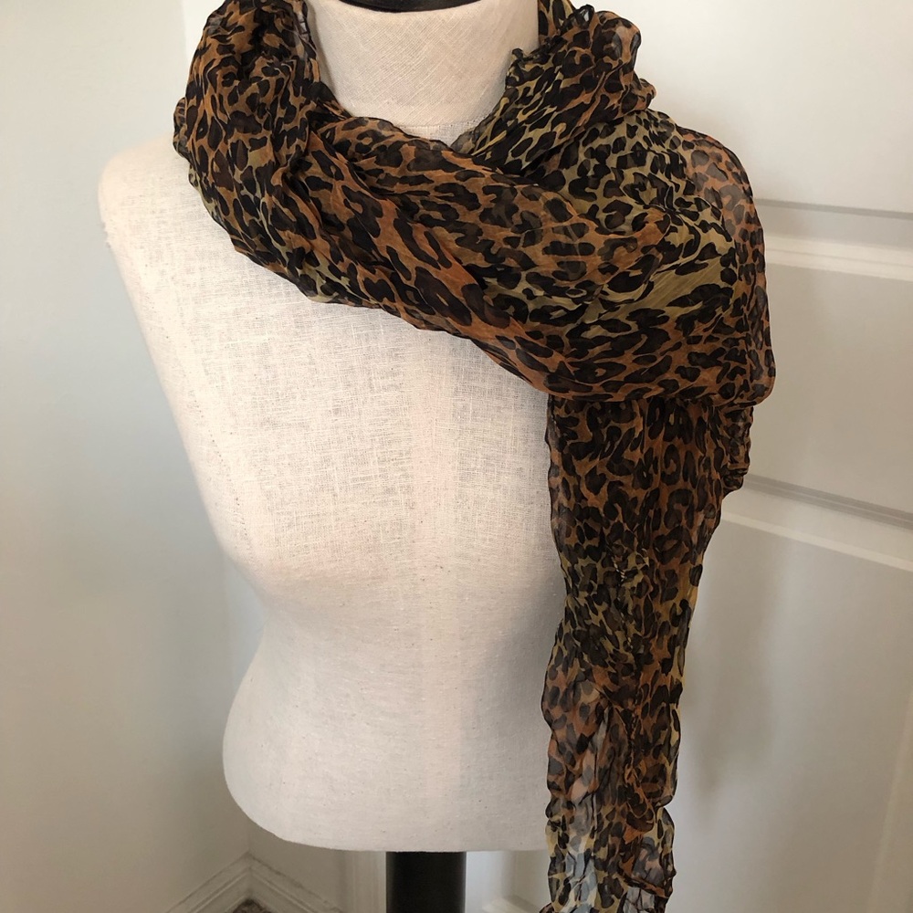 Leopard Print Brown and Black Lightweight Scarf